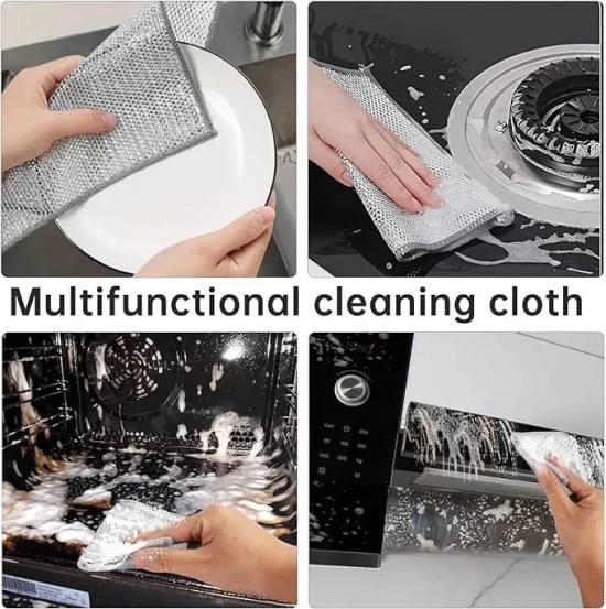 Multifunctional Double Layer Non-Scratch Wire Dishcloth - 10 Pack