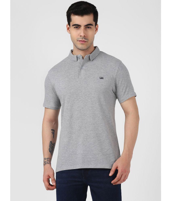 UrbanMark Men Half Sleeves Regular Fit Solid Polo T Shirt-Melange Grey - None