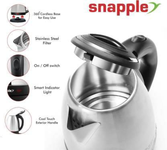 Snapple Electric Kettle 1.5L, 1000ml Hot & Cold Water Bottle Combo Gift Pack Beverage Maker  (1.5 L, Silver)