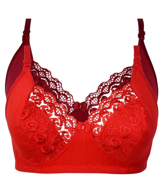 Kiran Enterprises Cotton Minimizer Bra - Red - None