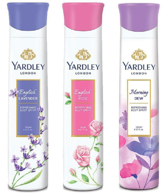 Yardley London - Morning Dew , English Rose &  Lavender Deodorant Spray for Women 150 ml ( Pack of 3 )