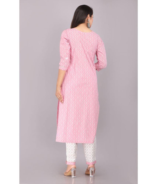 HIGHLIGHT FASHION EXPORT - Pink Straight Cotton Women''s Stitched Salwar Suit ( Pack of 1 ) - None