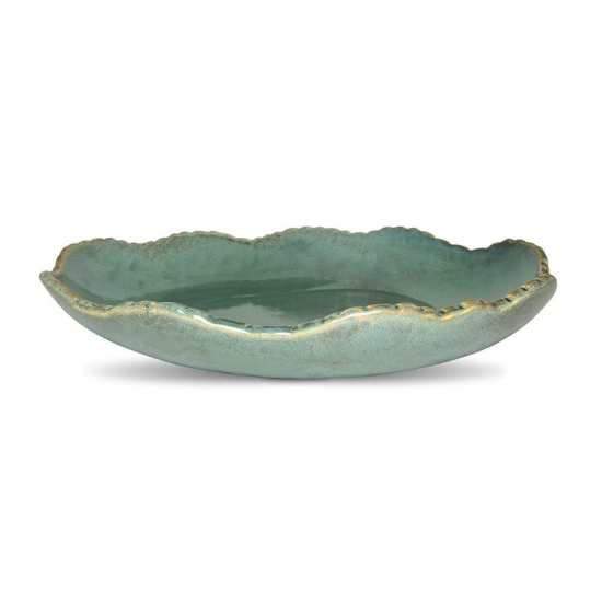 Ceramic Dining Studio Collection Uneven Emerald Glazed Ceramic Serving Platter