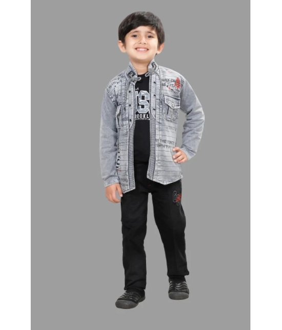 DKGF Fashion - Light Grey Cotton Blend Boys Shirt & Pants ( Pack of 1 ) - None