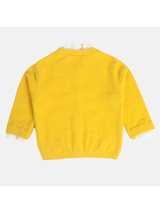 Miniklub Baby Girls Round Neck Full Sleeve Knit Sweater (Yellow Color) - None