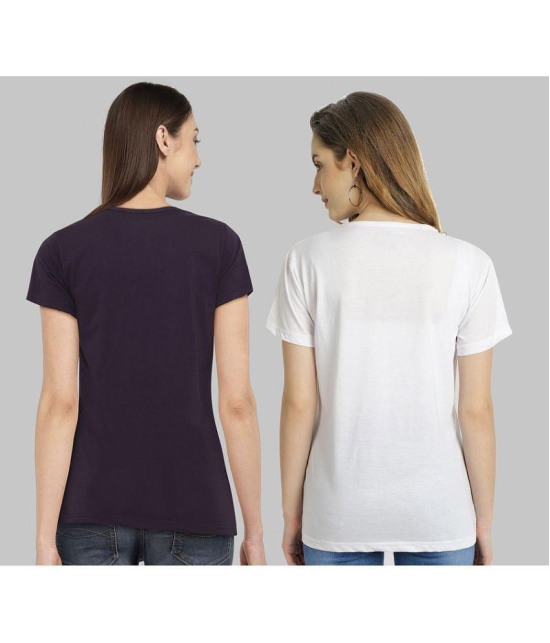 CHOZI - Multi Color Cotton Blend Regular Fit Women's T-Shirt ( Pack of 2 ) - None