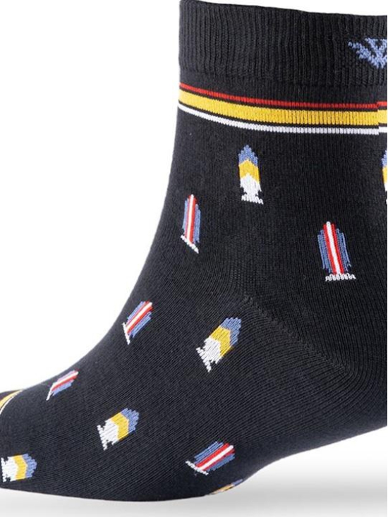 Men Pack Of 2 Patterned Cotton Ankle Length Socks