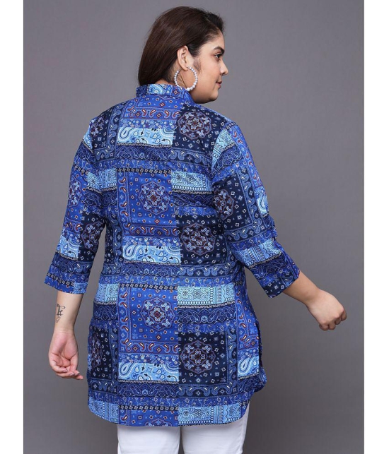 Tissu Cotton Printed Straight Womens Kurti - Blue ( Pack of 1 ) - None