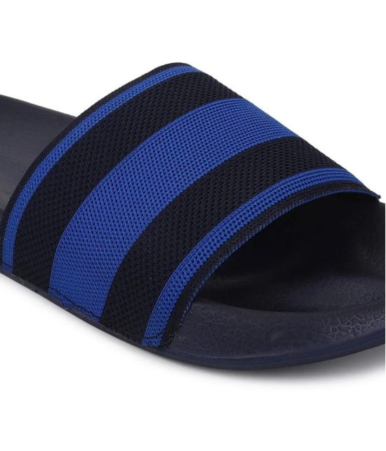 UrbanMark Men Comfortable Light Weight Striped Knitted Slider Slippers- Navy - None