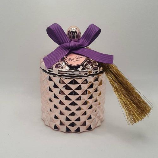 French Lid Baby Geo Candles.-Empress (Velvet Rose & Oud) / White & Silver