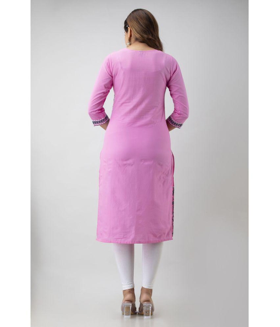 FABRR - Pink Cotton Women's Straight Kurti ( Pack of 1 ) - None