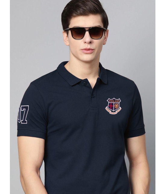 ADORATE - Navy Cotton Blend Regular Fit Men's Polo T Shirt ( Pack of 1 ) - None