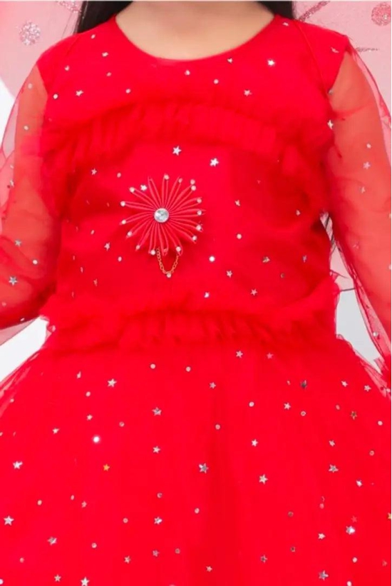 Girls Red Net Frocks  Dresses-9 - 10 Years