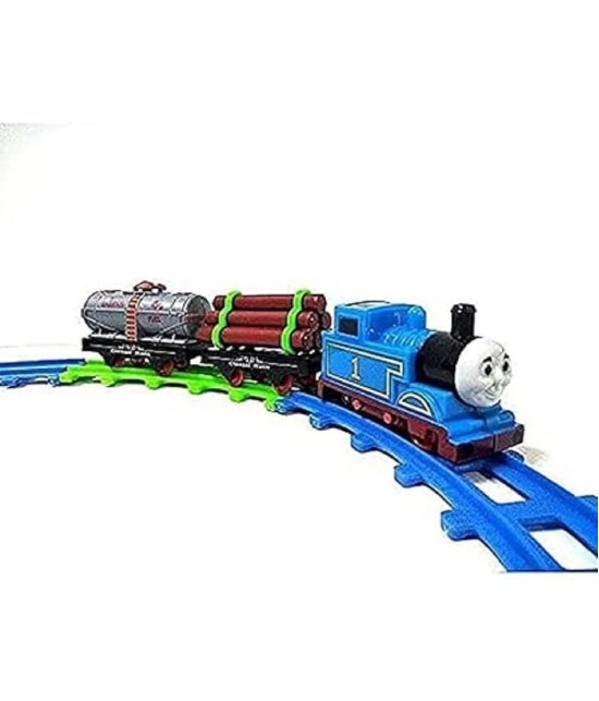 Sevriza® Blue Train Toy Friends Adventures, Small Push Along Train Engine for Children Train with Track for Kids 5 Years (Small Train M, Multicolor)