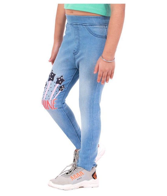 Naughty Ninos - Denim Blue Denim Girls Leggings ( Pack of 1 ) - None