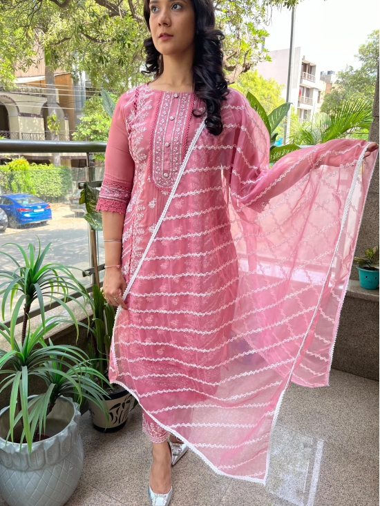 SAANJH PINK STRAIGHT SUIT-XL