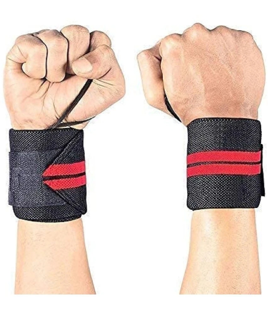 Wrist Band for Men & Women, Wrist Supporter for Gym Wrist Wrap/Straps Gym Accessories for Men for Hand Grip & Wrist Support While Workout & muscle relaxation, Pack of 1 - Red