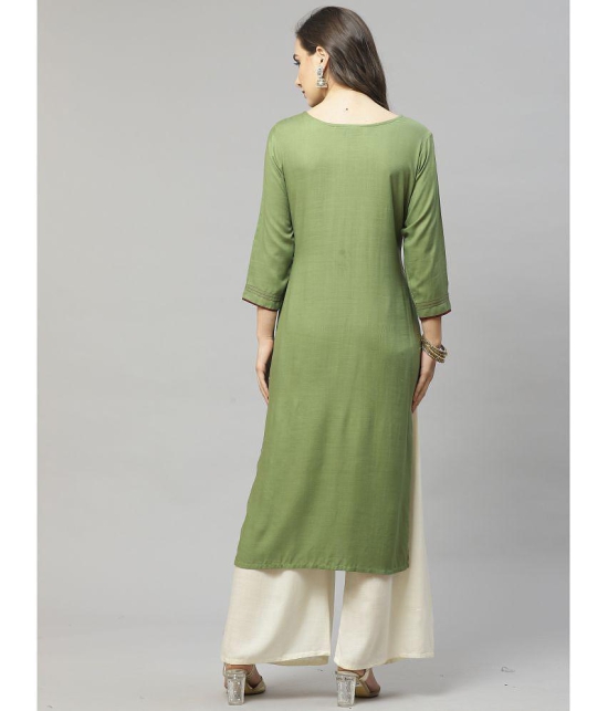 JC4U Green Viscose Straight Kurti - Single - None