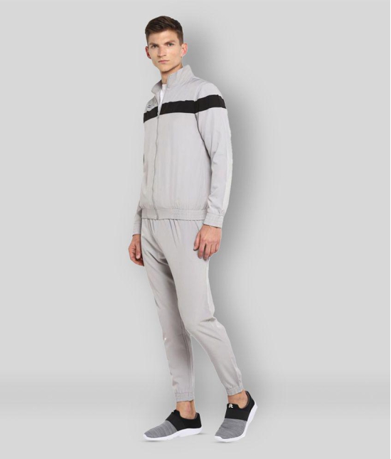 YUUKI - Light Grey Polyester Regular Fit Striped Mens Sports Tracksuit ( Pack of 1 ) - L