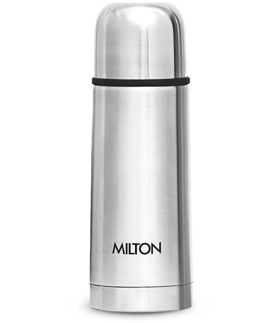 Milton Plain Lid 350 Thermosteel 24 Hours Hot and Cold Water Bottle, 350 ml, Silver - Silver