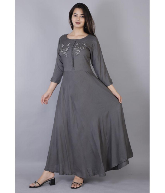 JC4U - Grey Rayon Women''s Anarkali Kurti ( Pack of 1 ) - None