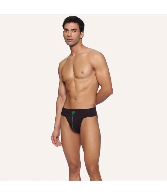 Omtex Black Cotton Blend Mens Briefs ( Pack of 1 ) - M