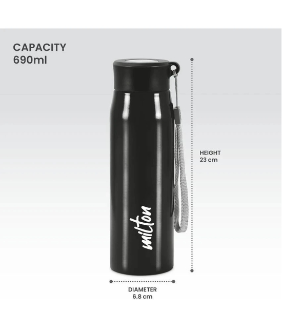 Milton Handy 650 Stainless Steel Water Bottle (690 ml) Black - Black