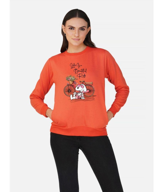 CHOZI Fleece Womens Non Hooded Sweatshirt ( Orange ) - None