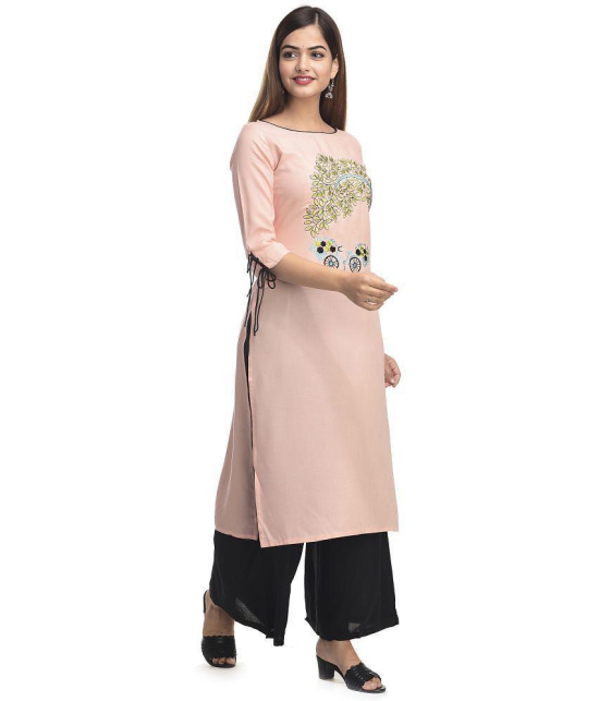 Maquien - Pink Rayon Women's Straight Kurti - L