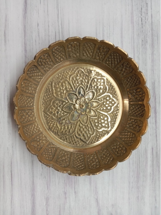 VRINDA METAL ART Brass Puja Plate  Plate