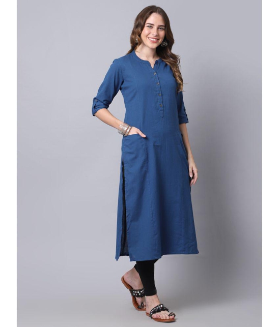 Pistaa - Blue Cotton Women's Straight Kurti ( Pack of 1 ) - None