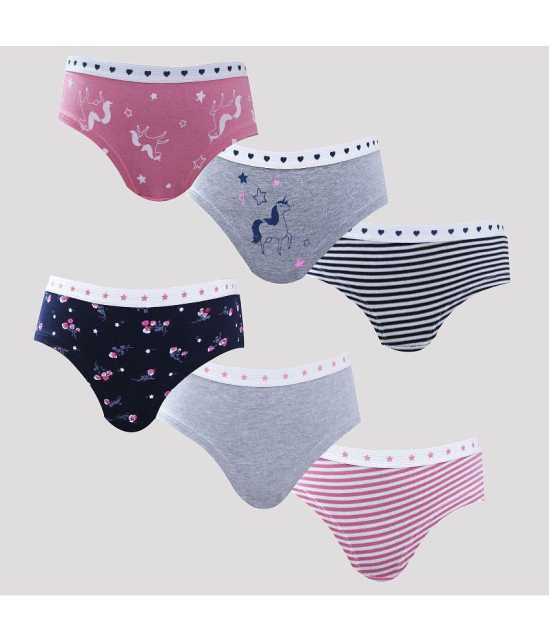 Ariel - Multi Cotton Blend Girls Panties ( Pack of 6 ) - None