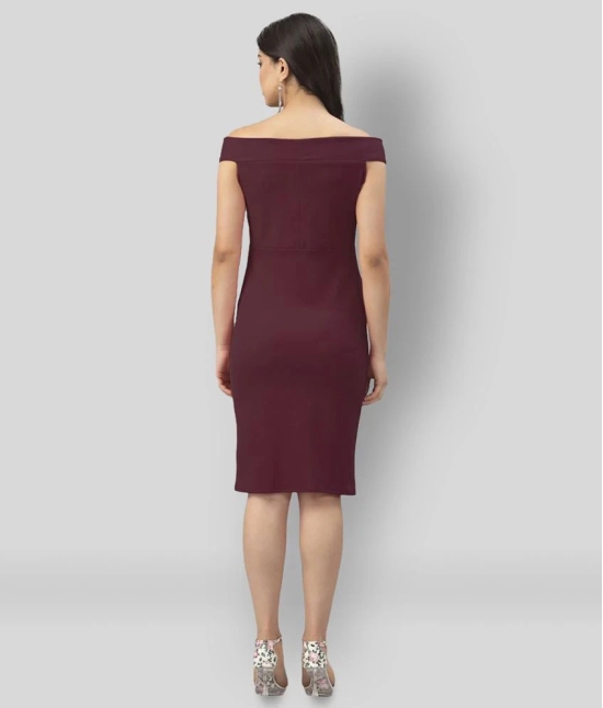 Selvia - Maroon Cotton Blend Womens Bodycon Dress ( Pack of 1 ) - None