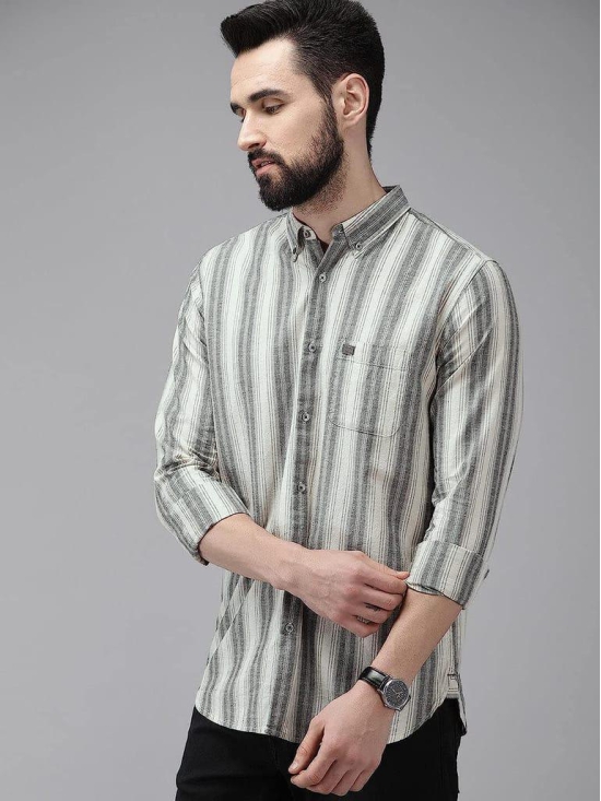 THE BEAR HOUSE Men's Cotton Multi Colour Striped Cotton Casual Shirt