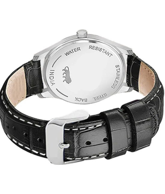 DoubleRun Black Leather Analog Mens Watch