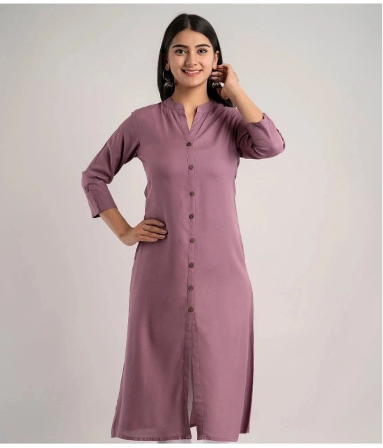 MAUKA - Purple Rayon Womens Front Slit Kurti ( Pack of 1 ) - None