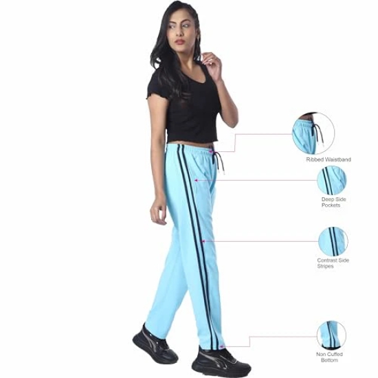 London Hills Womens Cotton Blend Regular Fit Joggers Track Pants for Women Striped Track Pants