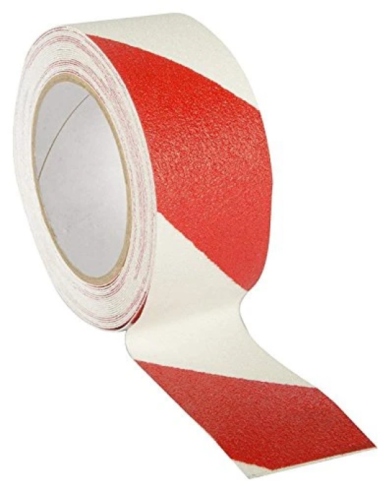 CONNECTWIDE Anti-Slip Tape - 2 Inch x 5 meters Red-White Heavy Duty Non-Skid Tape High Traction Safety Walk Track Treads Grit Grip Tape Strips Sticker Abrasive for Stairs Step, Safety Tape (Red/White)