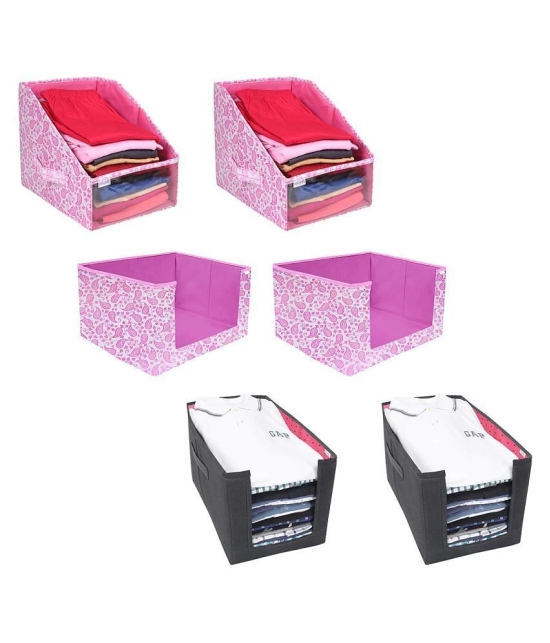 PrettyKrafts Multipurpose cloth organisers combo for wardrobe cloth organizers,(Pack of 6) Pink