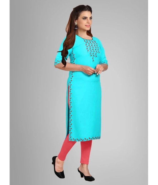 Kapadia - Turquoise Rayon Womens Straight Kurti ( Pack of 1 ) - None