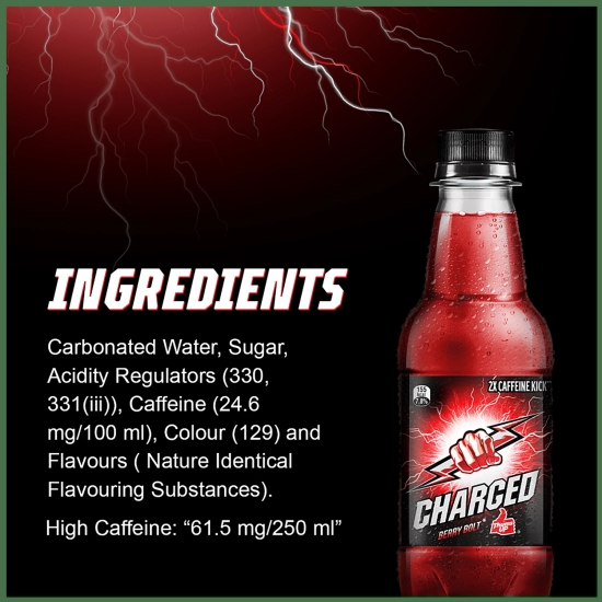 Thums Up Charged - Berry Bolt, 2X Caffeine, 250 Ml