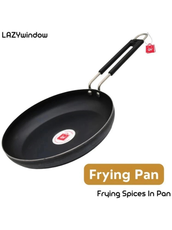 LAZYWINDOW Fry Pan & Tadka Pan Black Iron No Coating Cookware Sets ( Set of 1 )