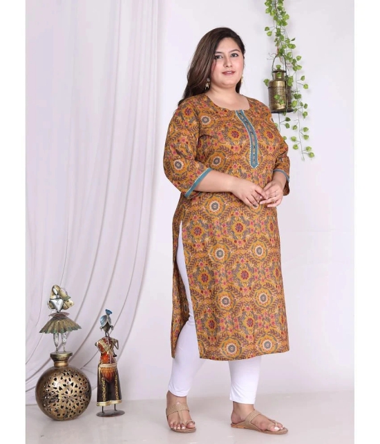 Swasti Cotton Printed Straight Womens Kurti - Mustard ( Pack of 1 ) - None