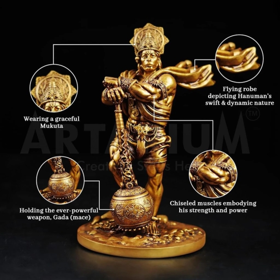 Artarium Bahubali Hanuman Murti,Hanuman Statue, Hanuman Idol for Car Dashboard and Home Decor Pack of 1