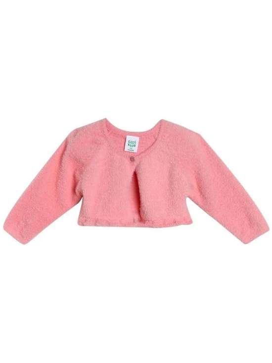 Miniklub Baby Girls Round Neck Full Sleeve Knit Shrug (Pink Color) - None