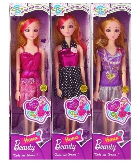 Fratelli Made 2 Move Doll with 3D Eyes - Best Gift for Girls -Hana Fashion Doll with 3D Eyes (Multicolour) Set of 3 Dolls