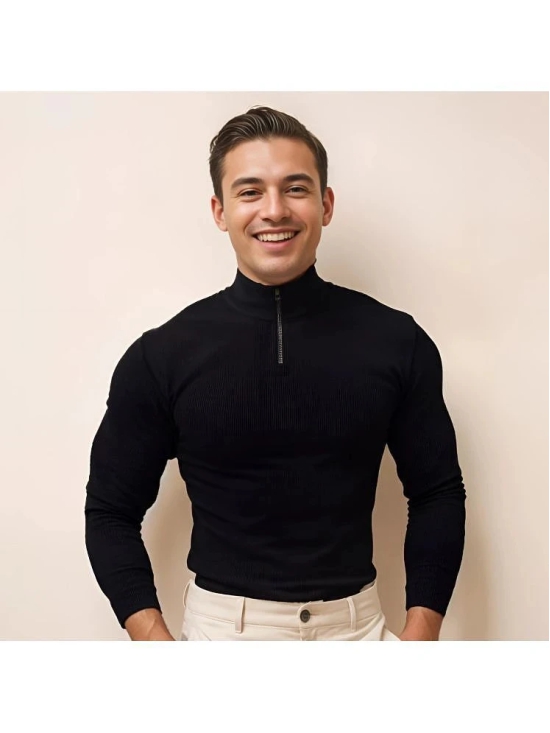 Looks United Woollen High Neck Mens Full Sleeves Pullover Sweater - Black ( Pack of 1 ) - None