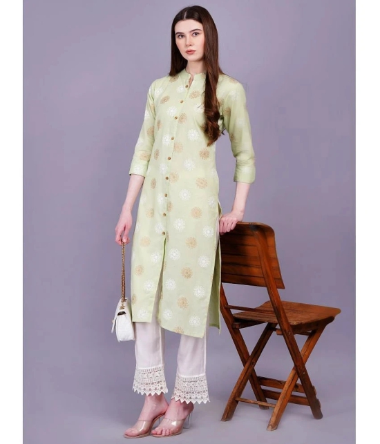 HIGHLIGHT FASHION EXPORT Cotton Printed Straight Womens Kurti - Green ( Pack of 1 ) - None