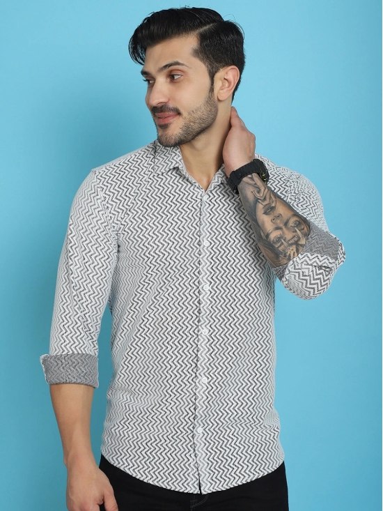 Woven Design  Cotton Shirt for Men-XXL / White