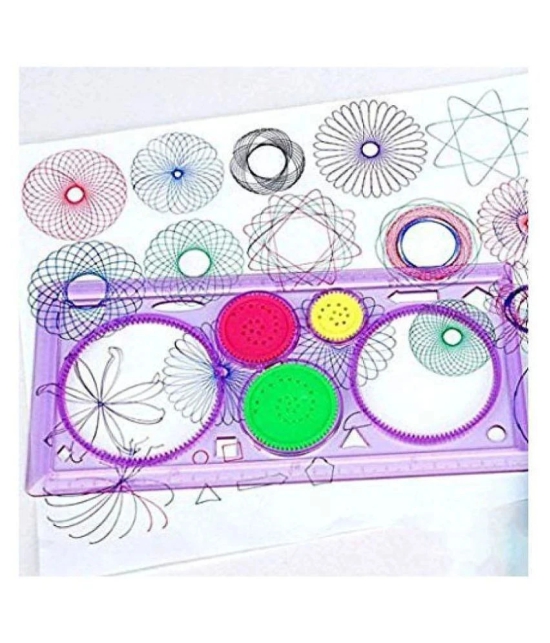 Padmavathi Enterprises Spirograph - Geometric Ruler Drafting Tools Stationery Drawing Set (Random Colour) Pack of 2 - Multi-Color